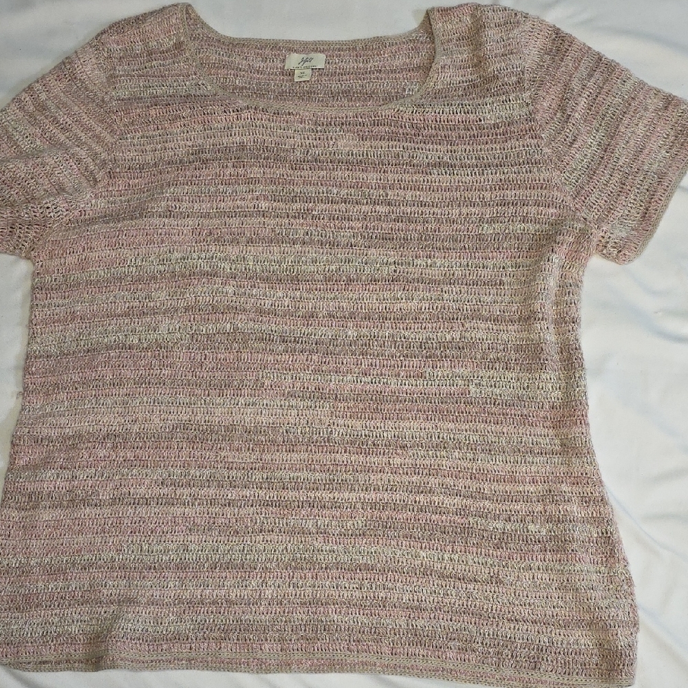 J. Jill Pink and Tan Crochet Top